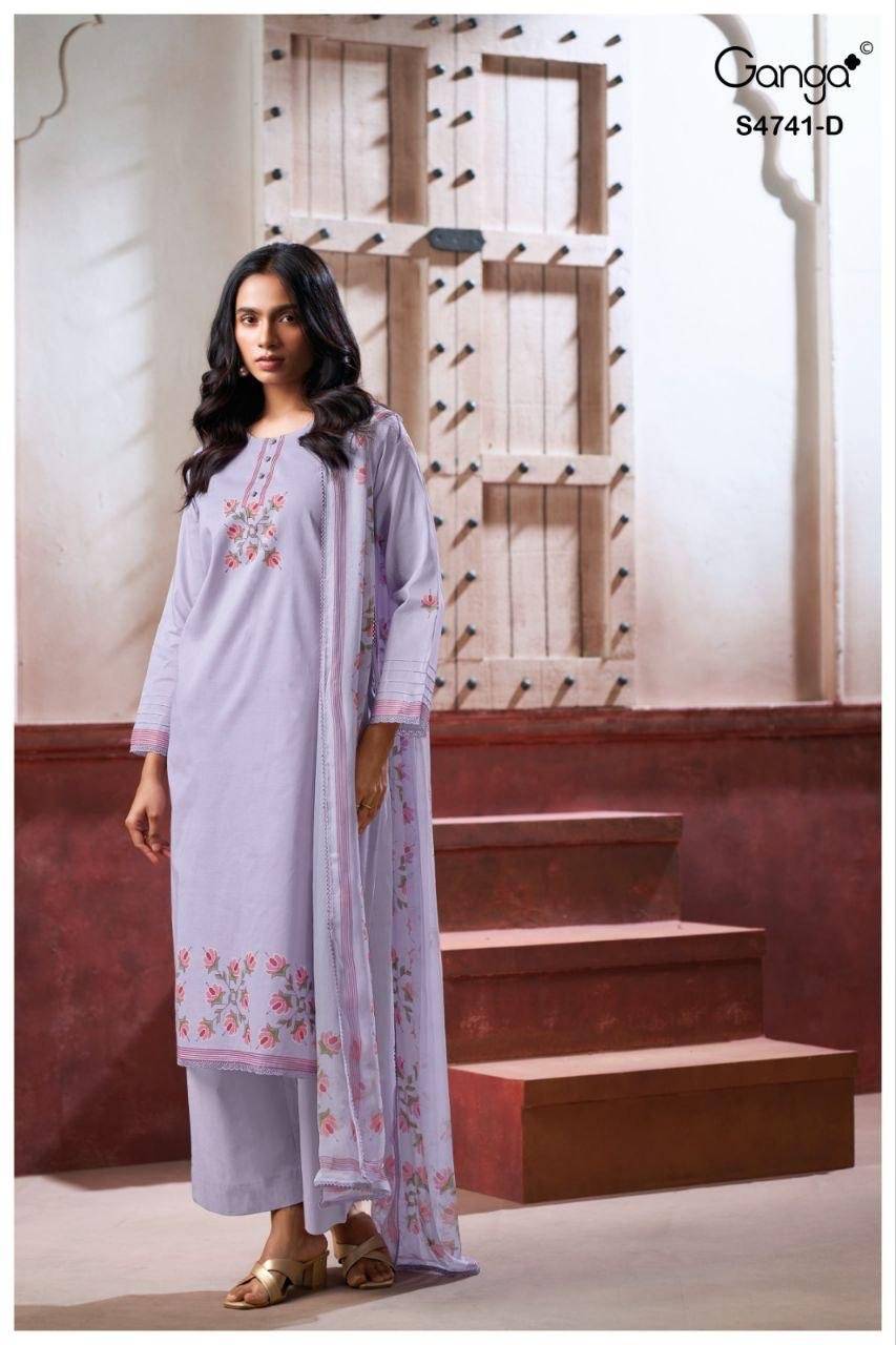 AANSHI 4741 Series By Ganga Fashion Stylish Beautiful Colourful PURE ORGANDY MUL Dresses At Wholesale Price
